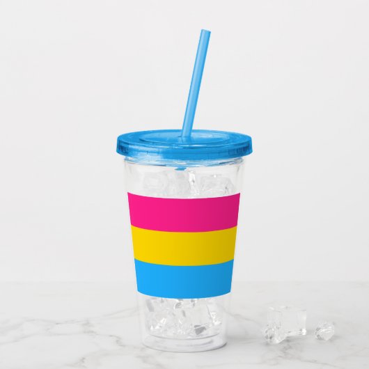 Panseksuele vlag acryl drinkbeker (Achterkant ijs)
