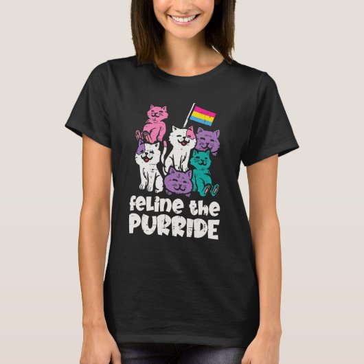 Panseksuele vlag De purride katten Pan Pride L T-shirt (Voorkant)