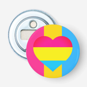 Panseksuele vlag, hart- en pridegemeenschap/geslac button flesopener