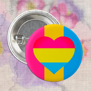 Panseksuele vlag, hart- en pridegemeenschap/geslac ronde button 3,2 cm