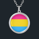 Panseksuele vlag zilver vergulden ketting<br><div class="desc">Panseksuele vlag</div>