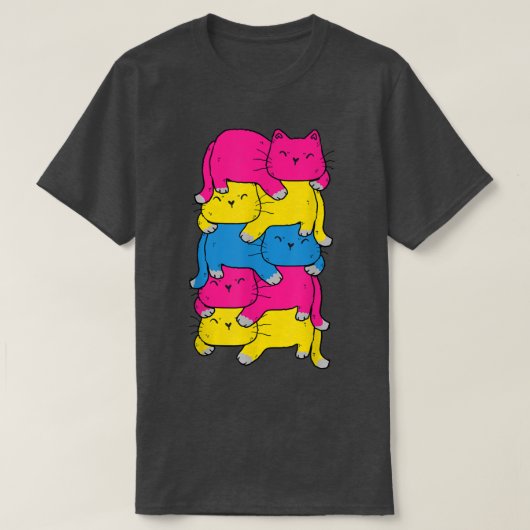 Panseual Cute Cat Pile LGBT Pride Maand T-shirt (Design voorkant)