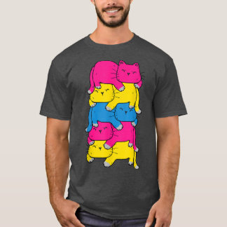 Panseual Cute Cat Pile LGBT Pride Maand T-shirt