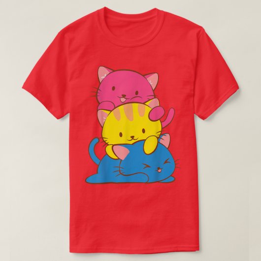 Panseual Kawaii Cat Anime, Pan Pride Art Cute T-shirt (Design voorkant)
