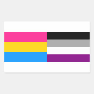 Pansexual/asexual pride flagsticker rechthoekige sticker