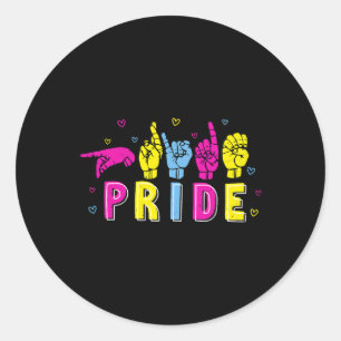 Pansexual ASL Pride Pan Rainbow Gebarentaal Doof Ronde Sticker