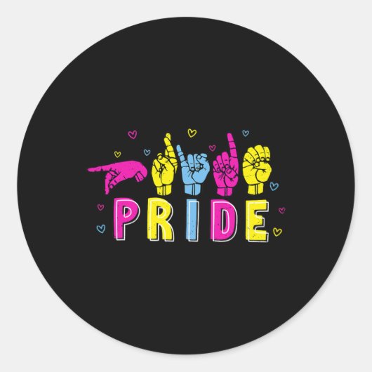 Pansexual ASL Pride Pan Rainbow Gebarentaal Doof Ronde Sticker (Voorkant)