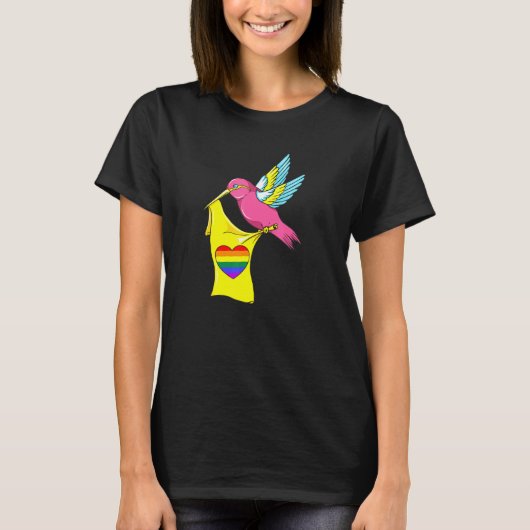 Pansexual Bird Humming Bird Pan Pride LGBTQ Rainbo T-shirt (Voorkant)