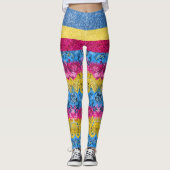 Pansexual Dragon Damask Glitter Pride Vlag Kleuren Leggings (Voorkant)