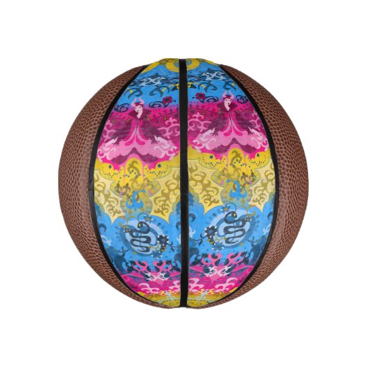 Pansexual Dragon Damask - Pride Flag Colors Basketbal (Verticaal)