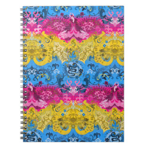 Pansexual Dragon Damask - Pride Flag Colors Notitieboek