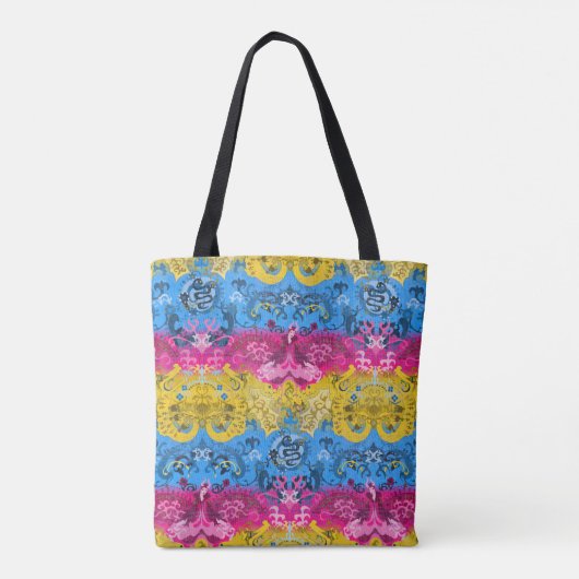 Pansexual Dragon Damask - Pride Flag Colors Tote Bag (Achterkant)