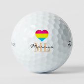 Pansexual Flag Heart & Pride Golf monogrammed LGBT Golfballen (Voorkant)