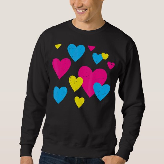 Pansexual Flag Hearts Queer Pan Pride Month Lgbt P Trui (Voorkant)