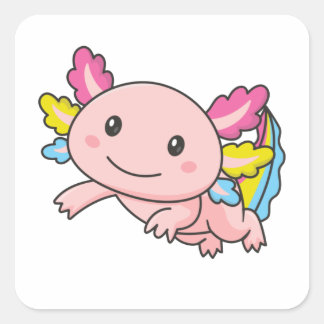 Pansexual Flag June Pride Lgbtq Axolotl Square Sti Vierkante Sticker