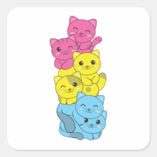 Pansexual Flag Pansexual Pride Lgbtq Cute Cat Squa Vierkante Sticker