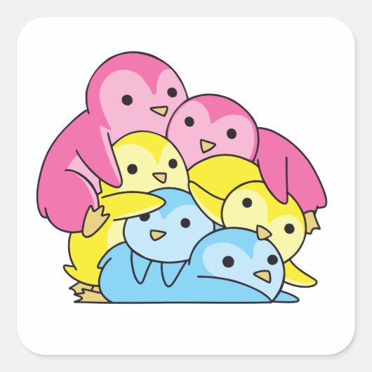 Pansexual Flag Pride Lgbtq Cute Penguin Vierkante Sticker (Voorkant)