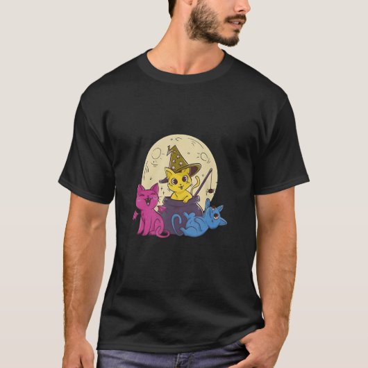Pansexual Halloween Cat Costume Witch Kat LGBT P T-shirt (Voorkant)