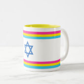 Pansexual Israel Pride Flag Tweekleurige Koffiemok (Voorkant rechts)