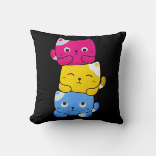 Pansexual Kawaii Cat Anime Art Cute Pan Pride LGBT Kussen