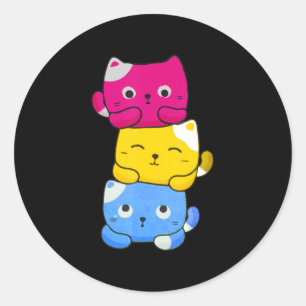 Pansexual Kawaii Cat Anime Art Cute Pan Pride LGBT Ronde Sticker