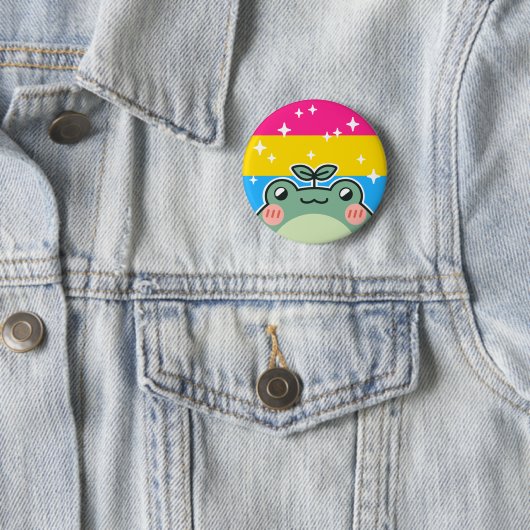 Pansexual LGBT Pride Flag Frog Button (In situ)