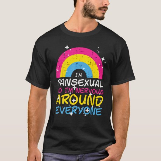 Pansexual Nervous Around Everyone Pan Pride Lgbtq  T-shirt (Voorkant)