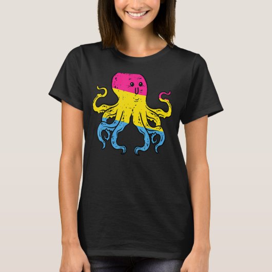 Pansexual Octopus Cute Stuff Pan Pride Flag Lgbtq T-shirt (Voorkant)