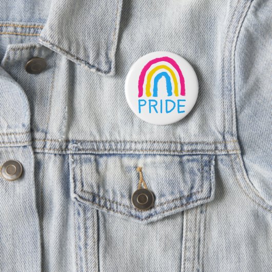 Pansexual Pan Pride Painted Crayon Rainbow Ronde Button 5,7 Cm (In situ)