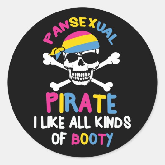 Pansexual Pirate Booty LGBTQ Pride Ronde Sticker (Voorkant)