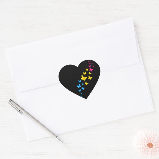 Pansexual Pride Butterfly Trail Hart Sticker (Envelop)