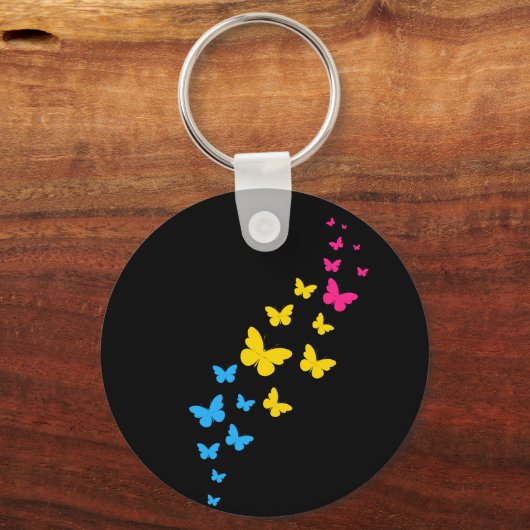 Pansexual Pride Butterfly Trail Sleutelhanger (Voorkant)