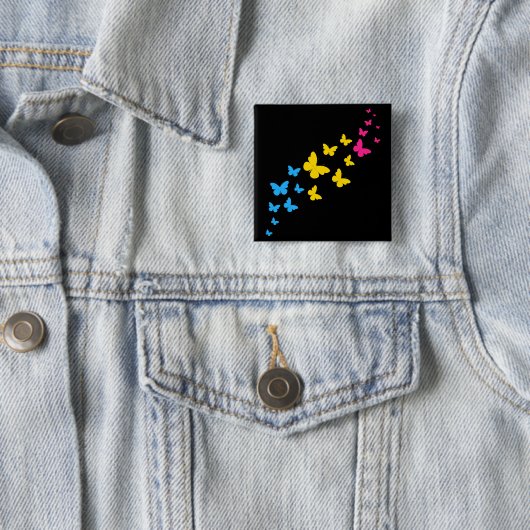 Pansexual Pride Butterfly Trail Vierkante Button 5,1 Cm (In situ)