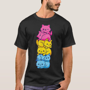 Pansexual Pride Cat LGBT Pan Flag Nonbinary Cute C T-shirt
