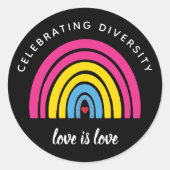 Pansexual Pride Celebrity Diversity Love is Love Ronde Sticker (Voorkant)