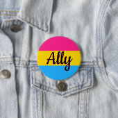 Pansexual Pride Flag Ally Button (In situ)