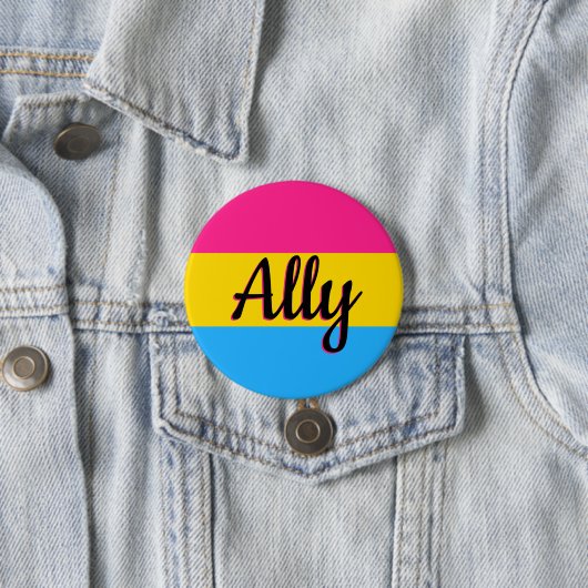 Pansexual Pride Flag Ally Button (In situ)