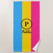 Pansexual Pride Flag Black Custom Monogram LGBT Strandlaken (Voorkant)