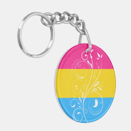 Pansexual Pride Flag  Floral Bloom Sleutelhanger (Voorkant Links)