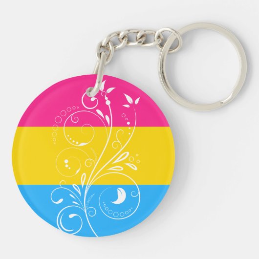 Pansexual Pride Flag  Floral Bloom Sleutelhanger (Achterkant)