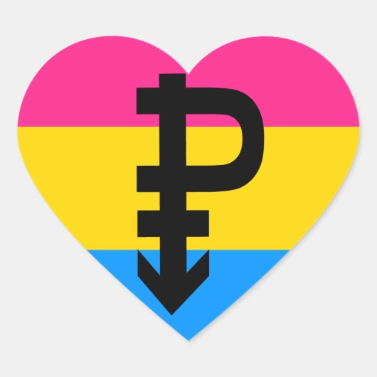 Pansexual Pride Flag Hart Sticker (Voorkant)