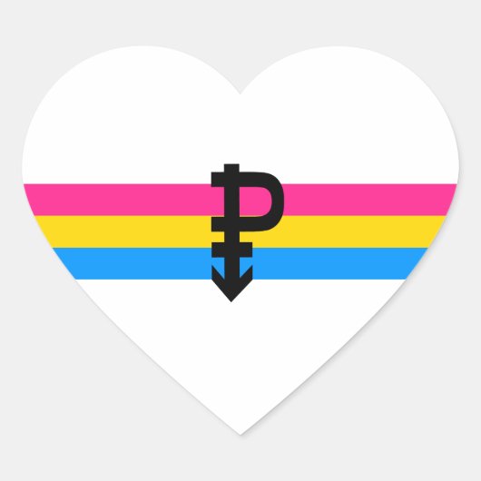Pansexual Pride Flag Hart Sticker (Voorkant)