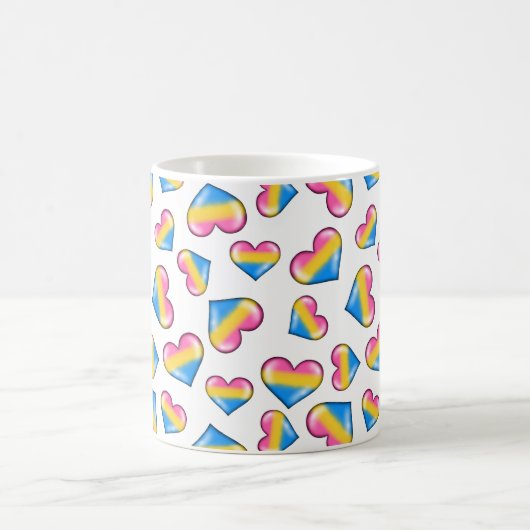 Pansexual Pride Flag Hearts Coffee Mok (Center)