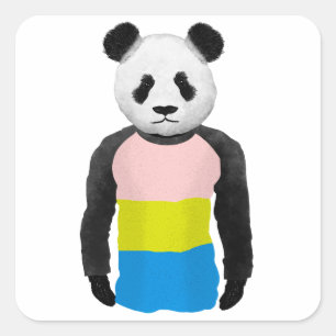 Pansexual pride flag Panda Beer Vierkante Sticker