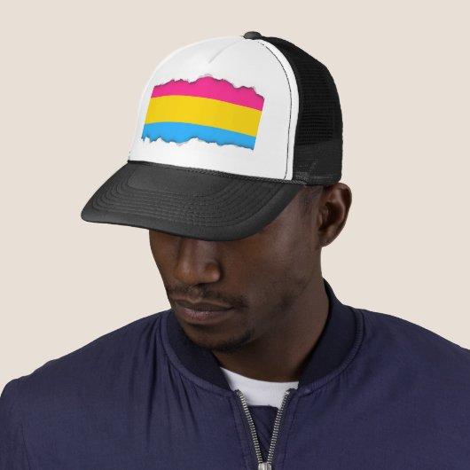 Pansexual Pride flag Trucker Pet (In situ)