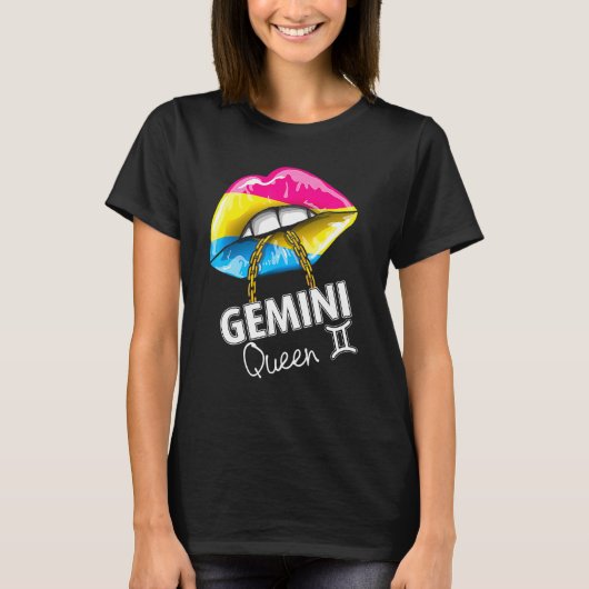 Pansexual Pride Gemini Queen Lips Flag May June Bi T-shirt (Voorkant)