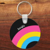 Pansexual Pride Rainbow Flag Monogram Sleutelhanger (Voorkant)