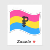 Pansexual Pride Symbol Wavy Flag Sticker (Vel)