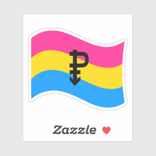 Pansexual Pride Symbol Wavy Flag Sticker (Vel)