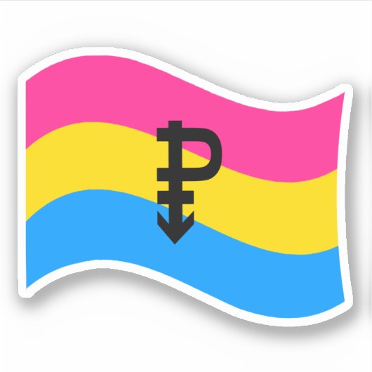 Pansexual Pride Symbol Wavy Flag Sticker (Voorkant)